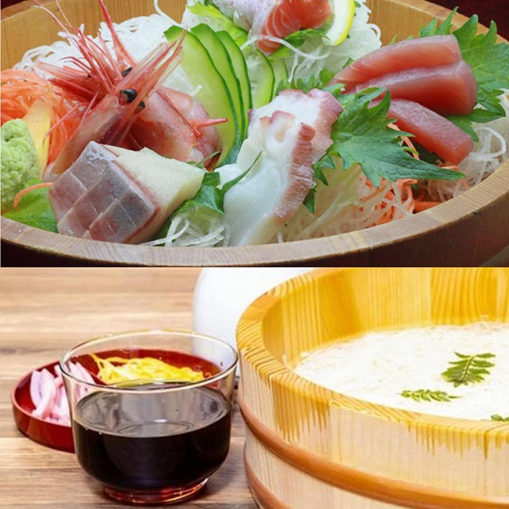 WSHA Wooden Sushi Rice Bowl Hangiri Sushi Oke Rice Mixing Tub 10.6-28.3inch Round Rice Mixing Barrel Container, for Bibimbap Sushi Home Restaurant,42x10cm