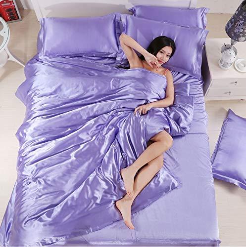 Satin Silk Satin Silk Luxurious Ultra Soft Silk Like Satin 1 Piece Comforter - 500 GSM Warm Single Box Stitches Comforter, Hotel Quality Premium Durable Only Satin Comforter , Lilac, Twin