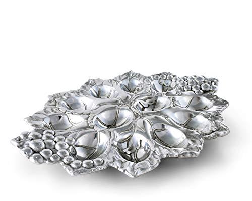 Arthur Court Arthur Court Metal Deviled Egg Holder Tray Grape Pattern Sand Casted in Aluminum with Artisan Quality Hand Polished Designer Tarnish-Free 12.5 inch x 9 inch
