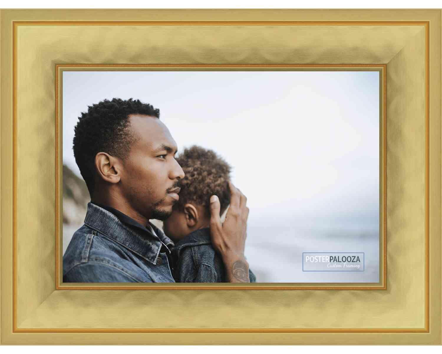 Poster Palooza 12x17 Contemporary Gold Complete Wood Picture Frame with UV Acrylic Plexiglass, Foam Board Backing & Hardware Included