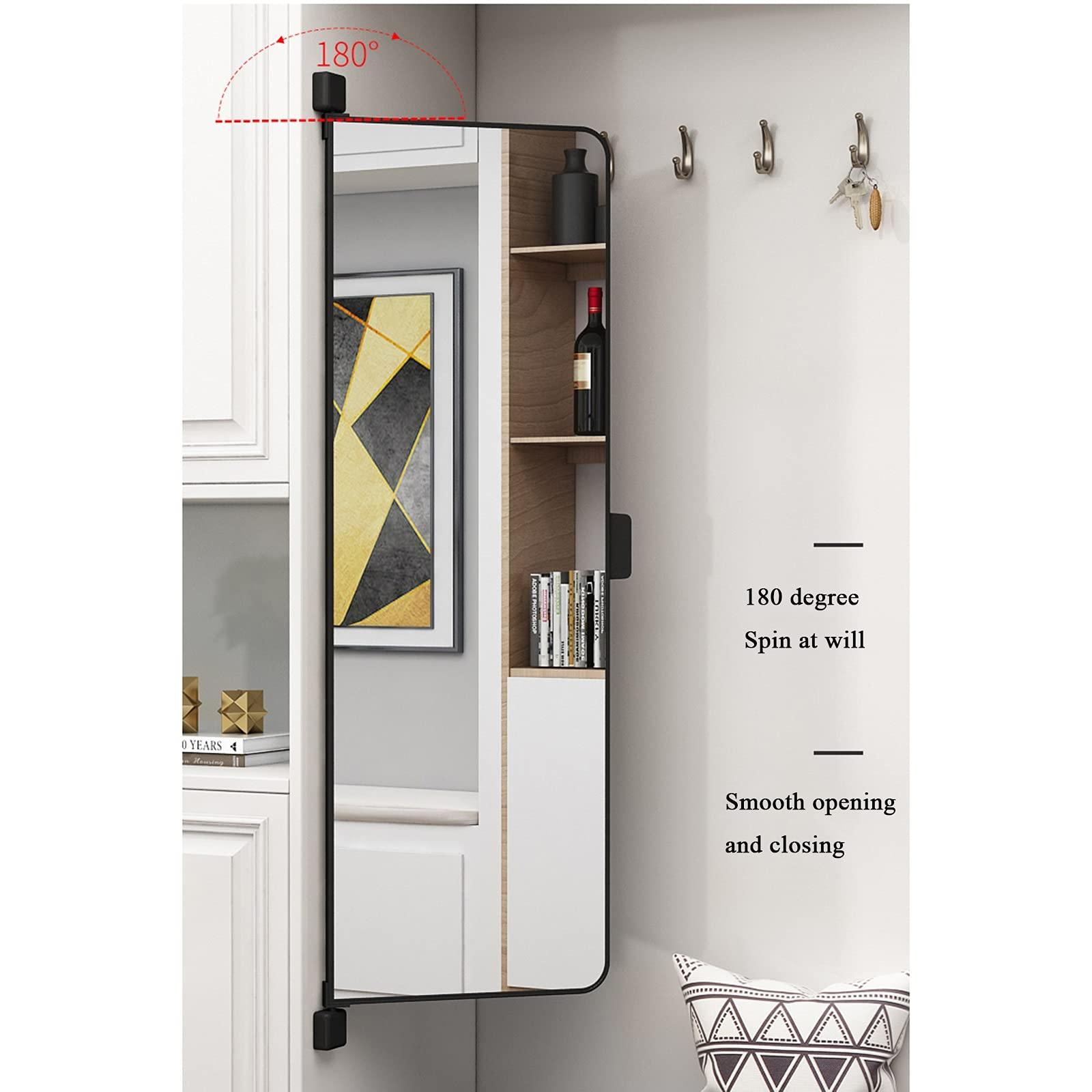 Makeup mirror Wardrobe Mirror, Built-in Rotating Invisible Dressing Mirror, Large Full-Length Folding Mirror, Damaged and Returned (Size : 100cm)