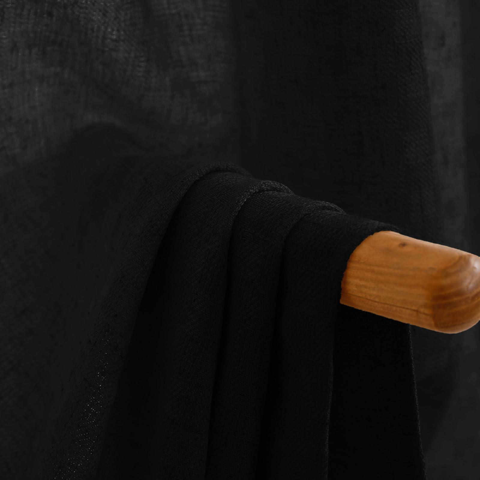 DotheDrape DotheDrape Pinch Pleat Linen Curtain 70 Width 96 Inch Long for Living Room, Sliding Door, 1 Panel, Black