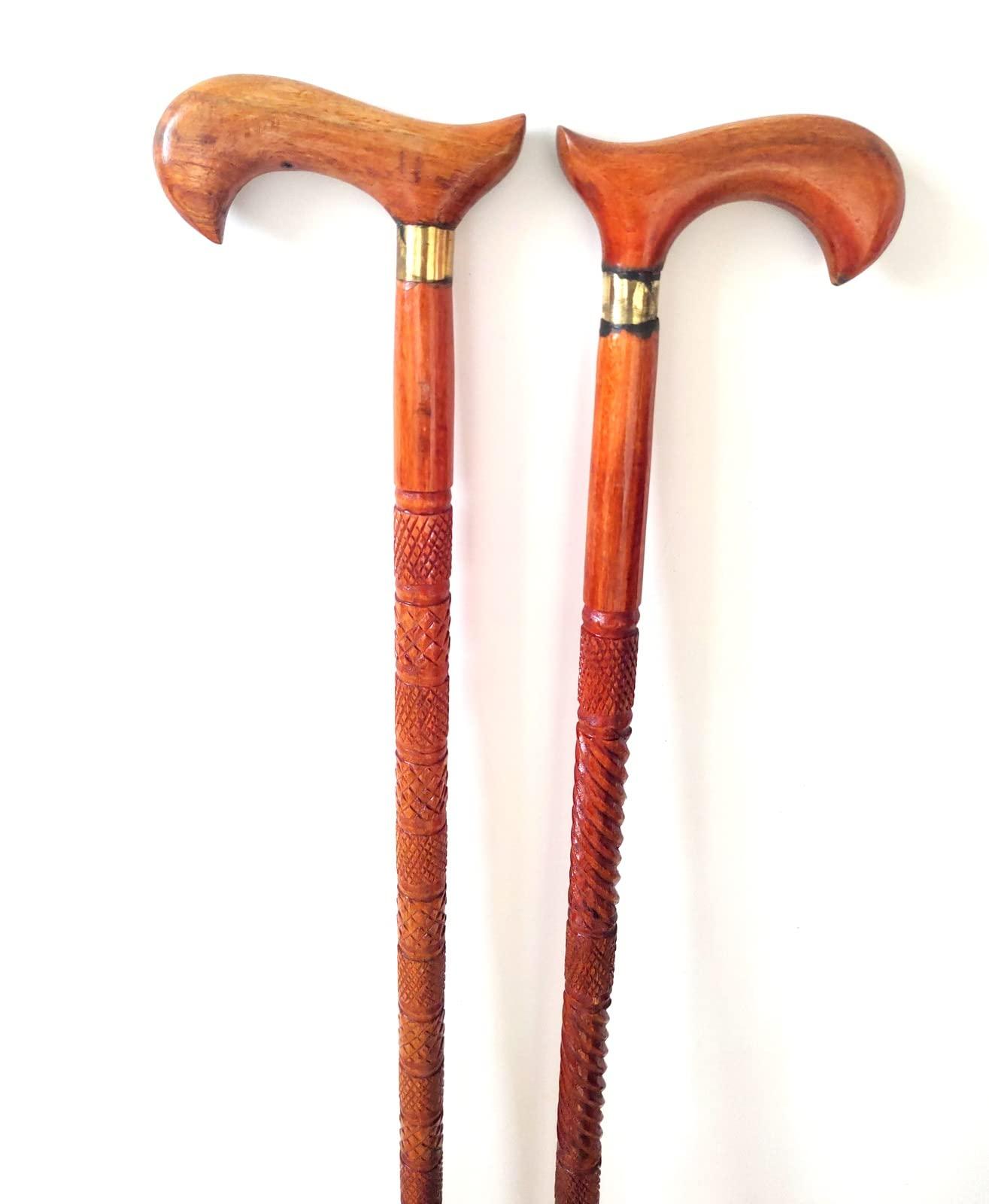 HomeLoft Basics 2 Piece Premium Wooden Walking Cane | Victorian Deluxe Walking Stick | Beautiful Wood Head | Walking Cane