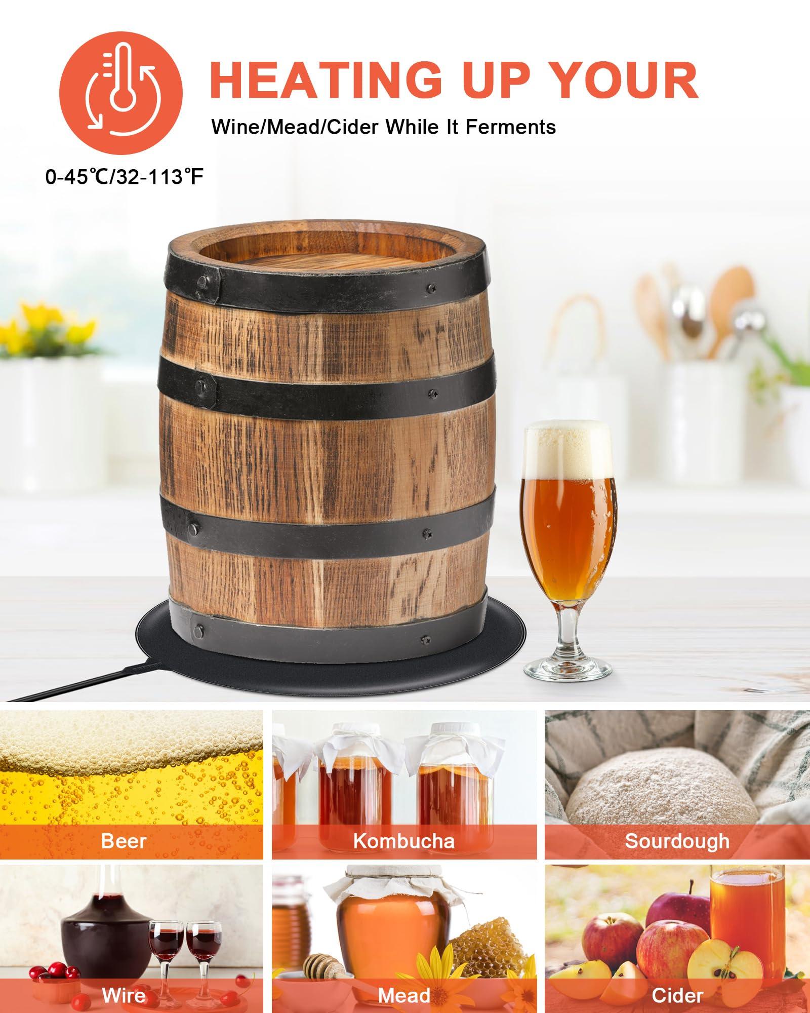 Roicaholy Fermentation Heating Pad, Brewing Warming Mat Homebrew Heater for Homebrew Bread Proofing Sourdough Starter w/Temp Control