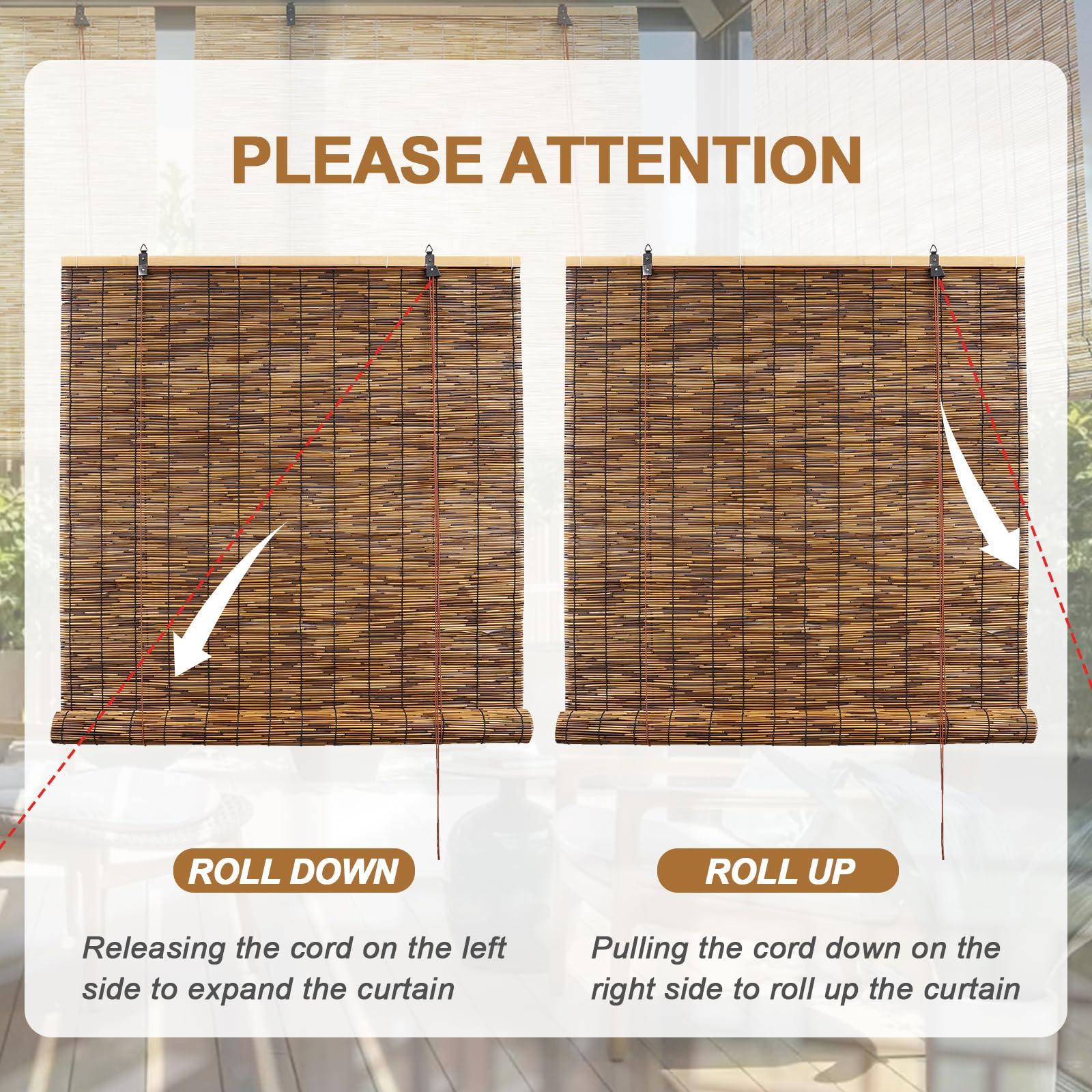 HIAPES HIAPES Bamboo Blinds - Outdoor Patio Shades, Sun Protection, Breathable, Suitable for Decks, Porches, Balconies, Backyards