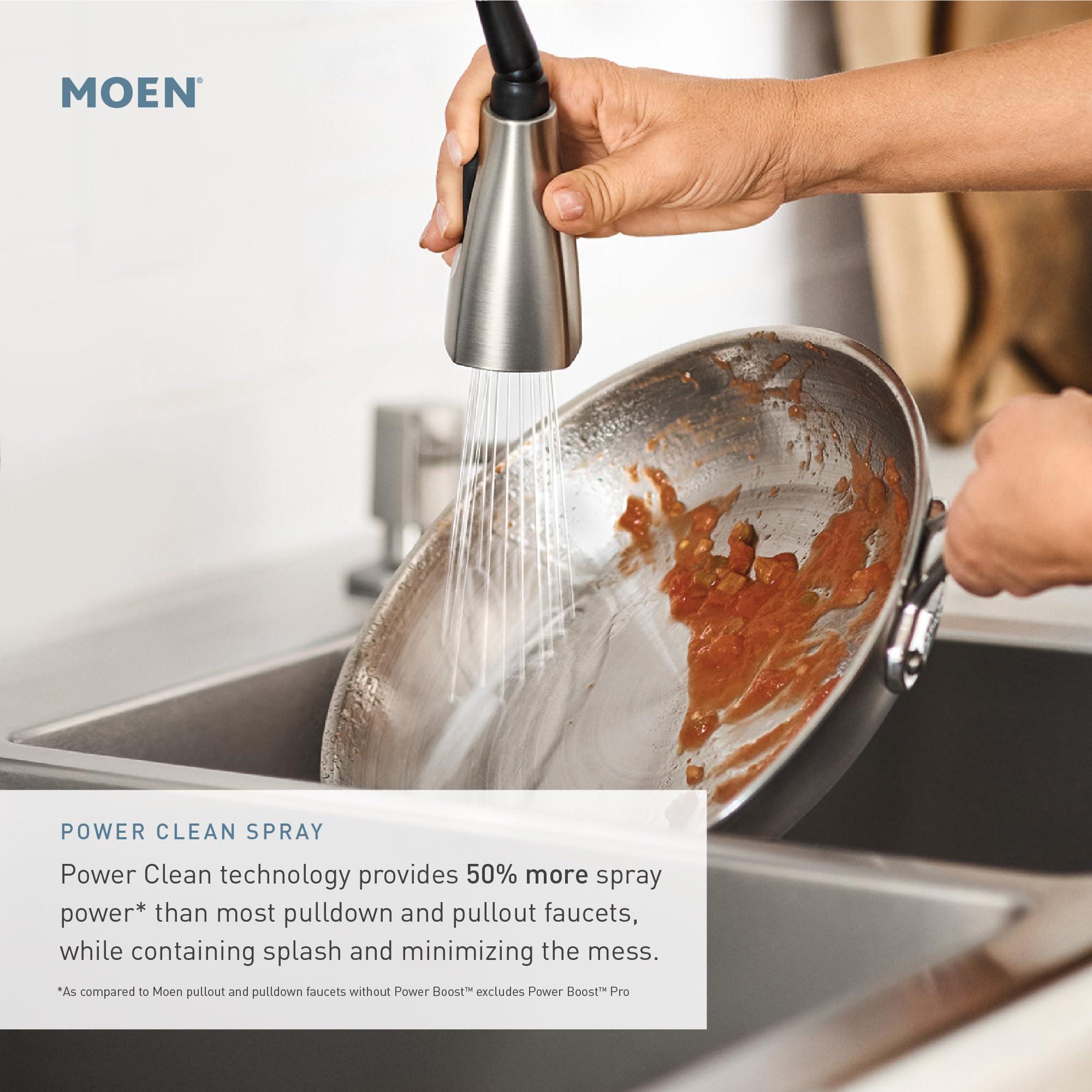 Moen Moen Medina Spot Resist Stainless One-Handle Pull Out Kitchen Faucet, Kitchen Sink Faucets with Pullout Sprayer Featuring Power Boost for a Faster Clean, 87039SRS