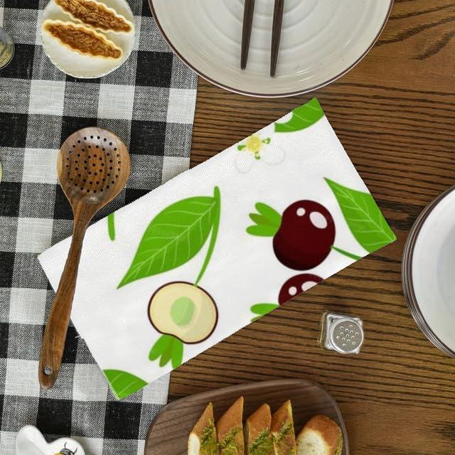 Uptell Uptell Hand Towels Cherry Exotic Fruits Flowers Leafs White Kitchen Towels Dish Towels Set of 2,16x24 Inch Drying Dishcloth,Farmhouse Home Seasonal Spring Decorations