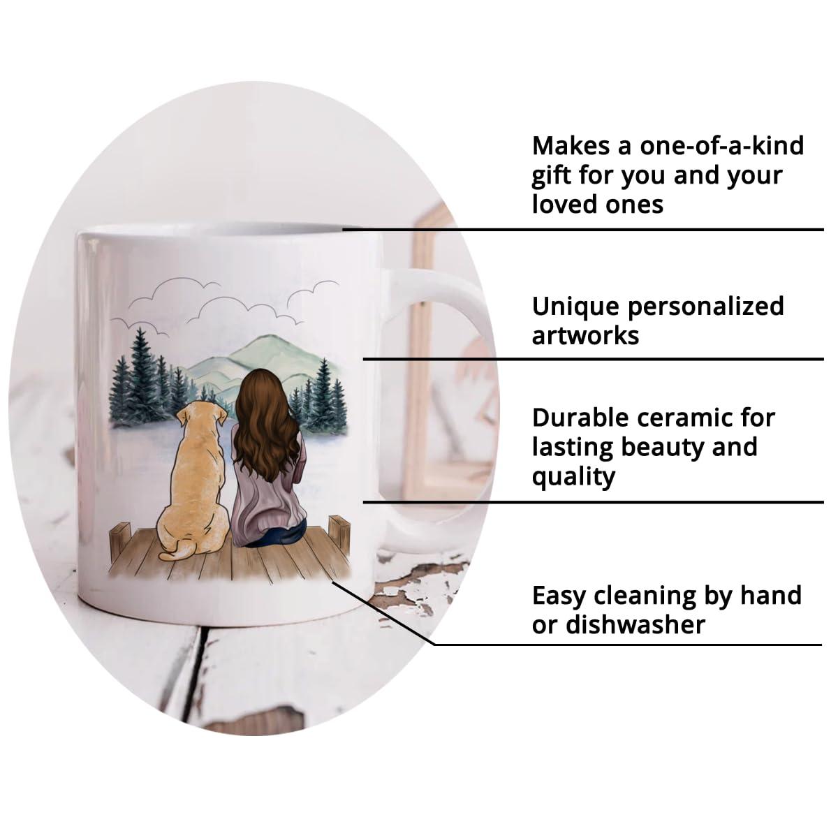 Gossby Gossby Dog Mom Coffee Mug - Gift for Golden Labrador Retriever Dog Lover - Birthday, Christmas Dog Mom Gift for Women - 11oz Ceramic Mug with Dog - A Girl and Her Dog Gift with Mountain - Fur Mama Mug