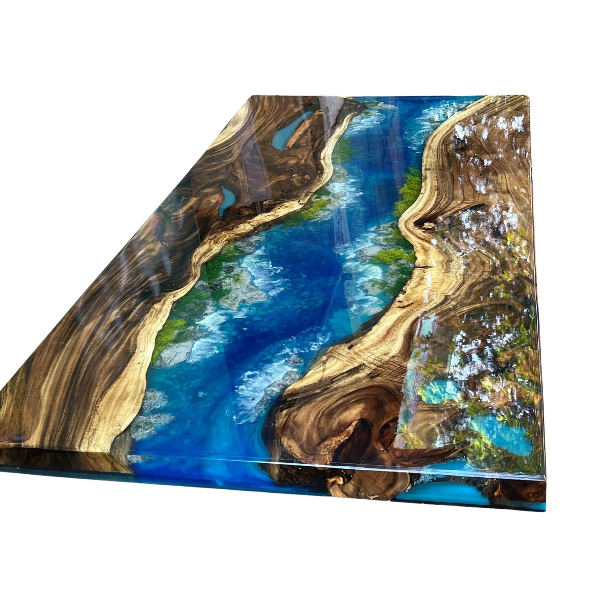Generic Customized Breathtaking Scenery Epoxy Resin Table, Handmade Live Edge Epoxy Resin Dining Table Top, Coffee Table, Living Room Table, Kitchen Table, Custom Craft Table (24x36 inch)