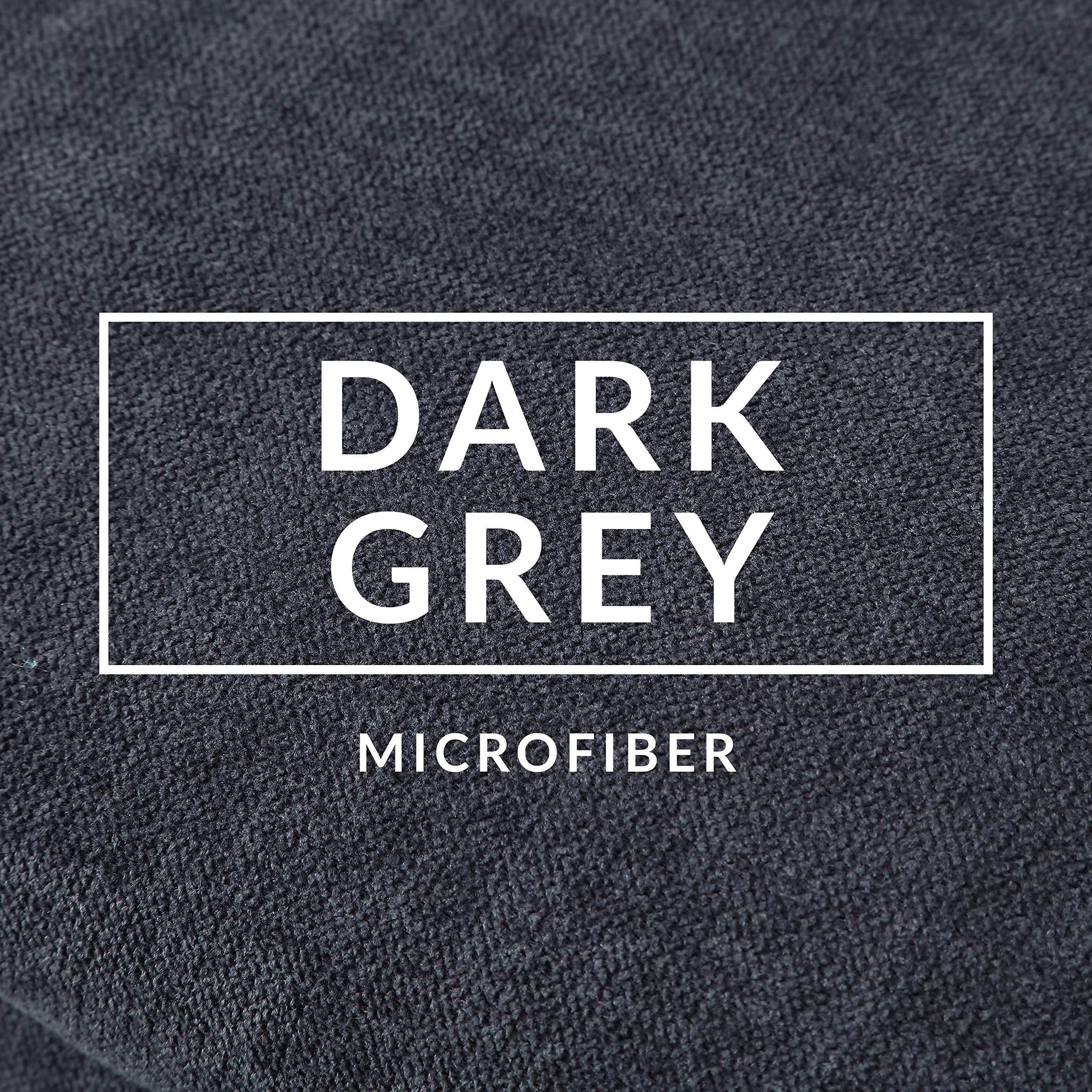 Mission Hills Mission Hills Furniture Accent Table and 18 in Round Nesting Ottoman, Modern Upholstered Fabric Chair, Small Wooden Side Table for Living Room, Bedroom, Home and Office, Dark Grey (2-Piece Set)