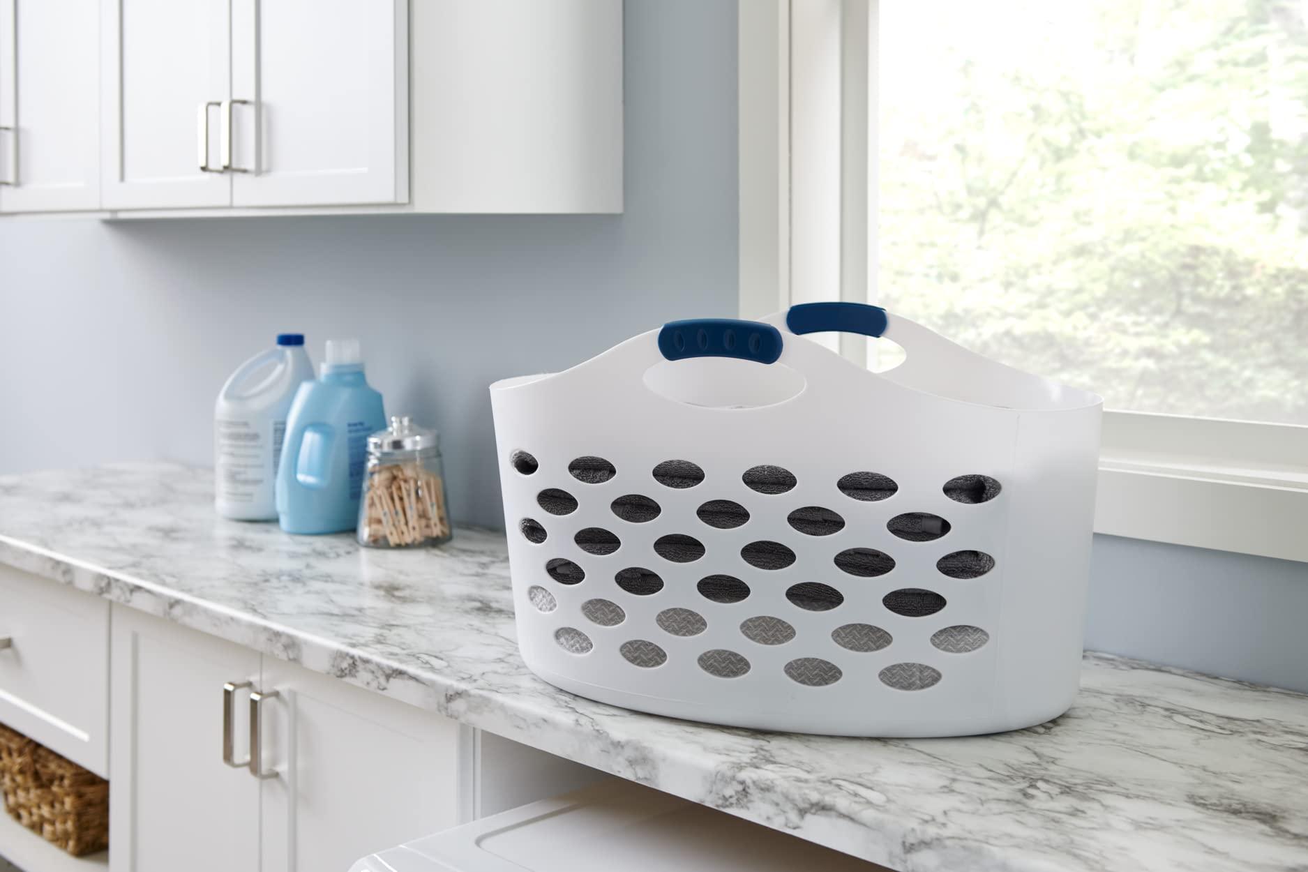 Rubbermaid Rubbermaid 1.5 Bushel Capacity Durable Versatile Flex N Carry Portable Flexible Laundry Basket With Convenient Carrying Handles, White, Organization and Storage for Laundry/Garage/Home