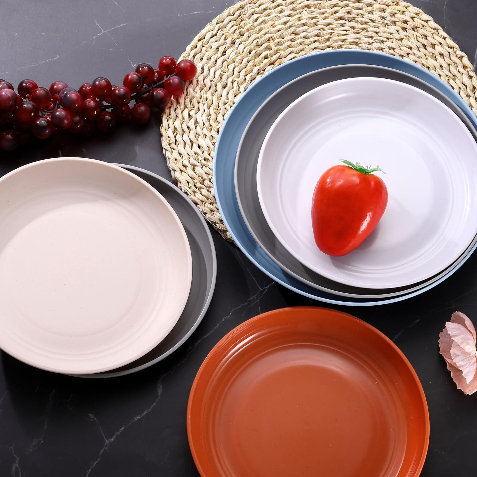 uxcell uxcell 12Pcs Plastic Plates Set, 8 Inch Unbreakable Dinner Plates Set Plastic Plates Reusable Dishwasher & Microwave Safe for Restaurants Kitchen Food Outdoor Camping, Black