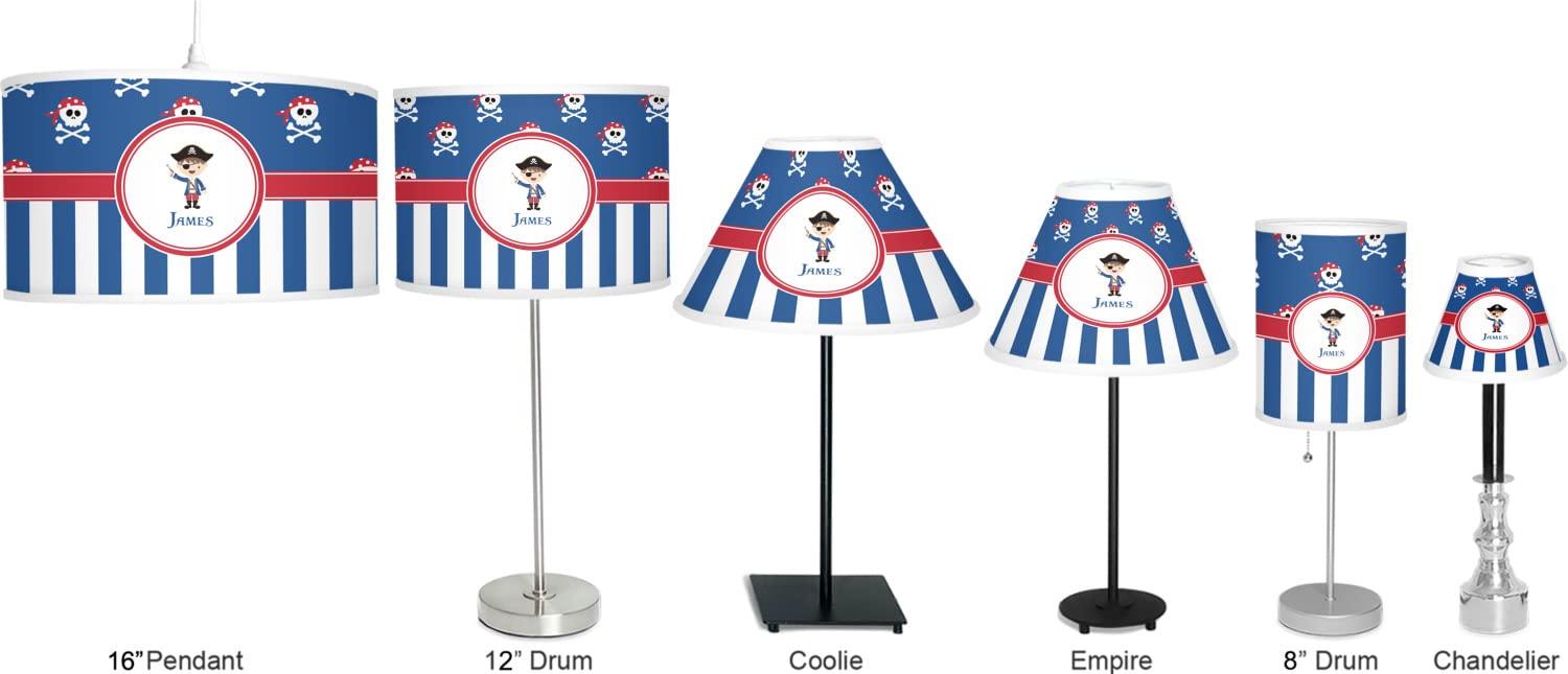 YouCustomizeIt YouCustomizeIt Personalized Blue Pirate 7\" Drum Lamp with Shade Polyester