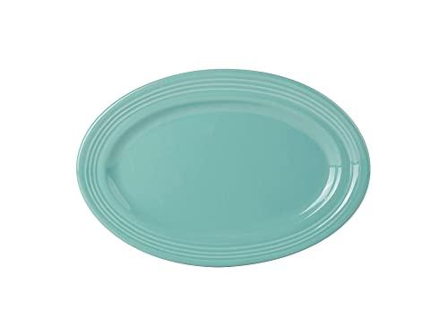 Tuxton Tuxton Concentrix Island Blue Solid Color 9-3/4-Inch x 6-1/2-Inch Oval Platter, Case of 24, Blue/Turquoise; Scratch Resistant; Chip Resistant; Lead & Cadmium Free; Dishwasher, Microwave, Oven Safe