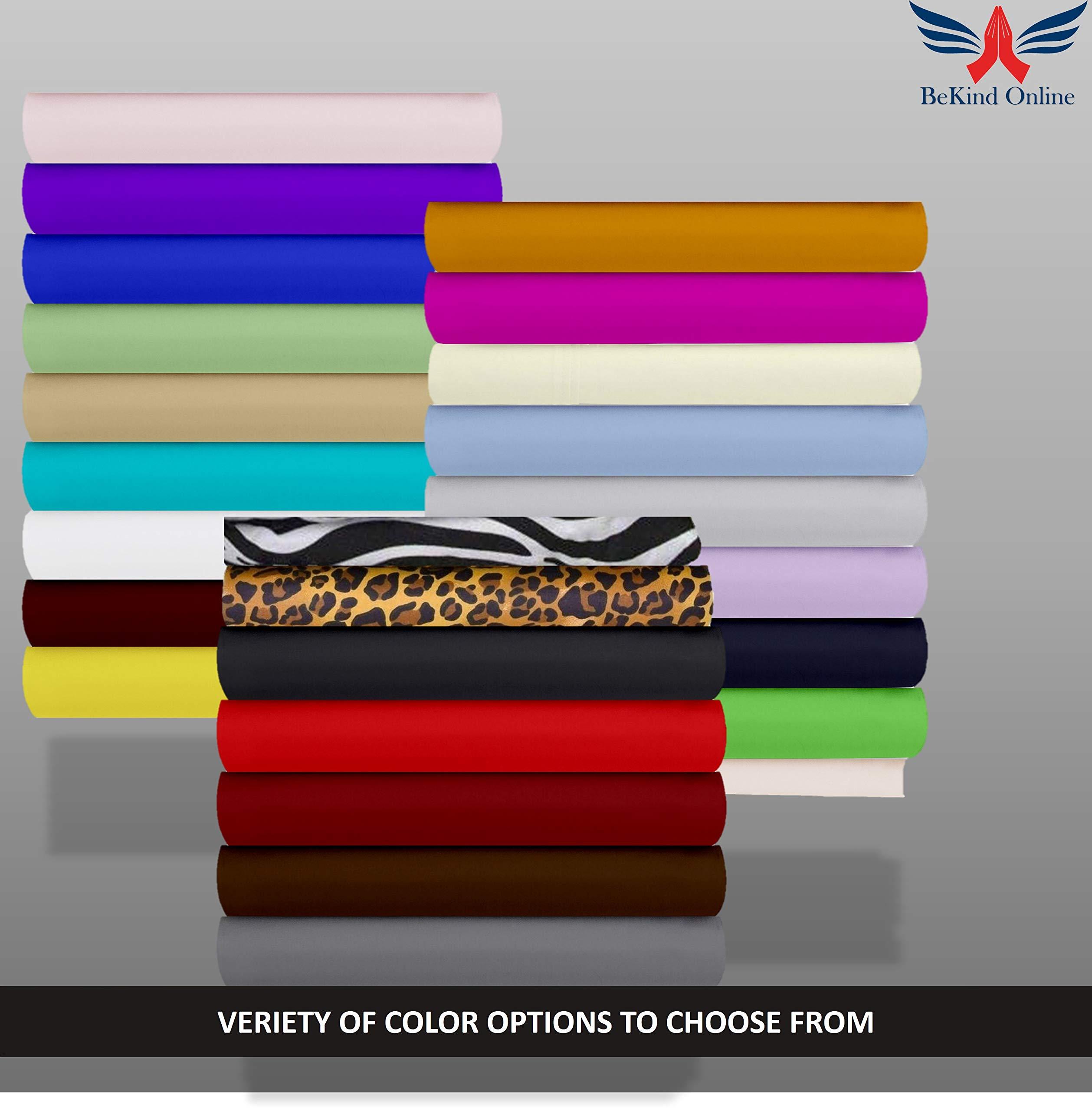 BeKind Online King Sheet Set in Purple Solid 600 Thread-Count 100% Egyptian Long Staple Combed Pure Cotton, 4-PC Hotel Quality Soft-Luxury-Breathable Wrinkle-Fade Resistant, Fits Mattress Upto 15-Inch Deep Pockets