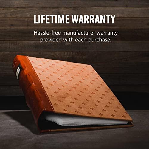 Bellagio-Italia Bellagio-Italia Tuscany CD/DVD Storage Binder Set - Leather - 144-Disc Capacity - Storage Organizer for DVDs, CDs, Blu Rays, & Video Games - Acid-Free Binder Organizer Sheets - 3 Pack - Cognac