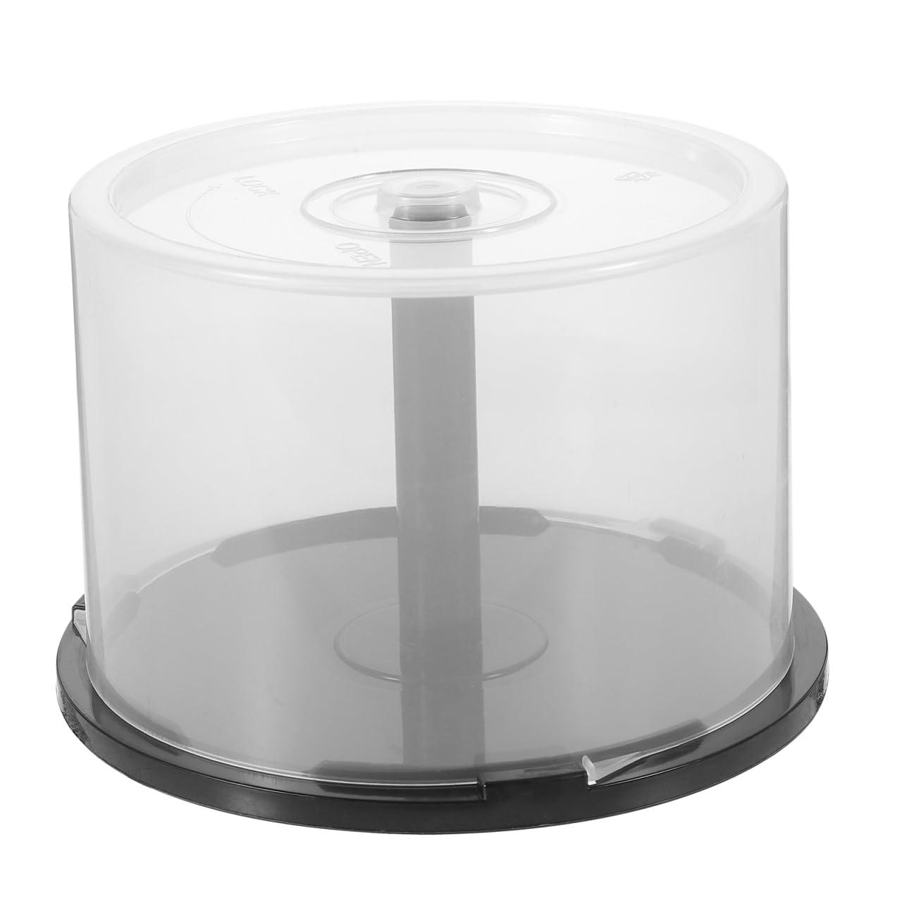jojofuny jojofuny CD/DVD Cake Box Spindle, 4pcs 50 Disc Capacity CD Holder Empty DVD Storage Bucket Clear Storage Containers Plastic Column Dvds Bucket with Black Spindle