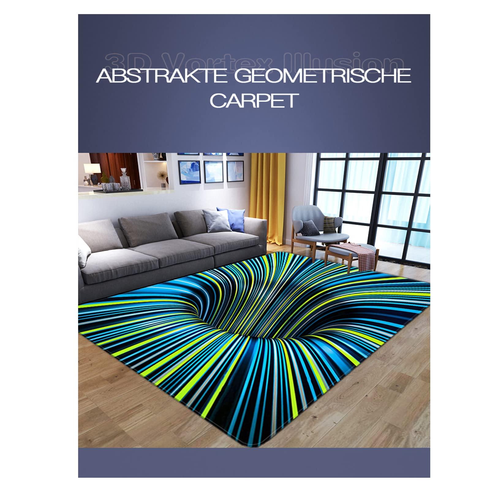 Mrxfn 3D Area Rug Floor Mat 3D Bottomless Hole Optical Illusion Area Rug Visual Rug for Living Room Home Front Door Bedroom Bathroom Kitchen Black White Checkered 3D Carpets 95 in x 197 in