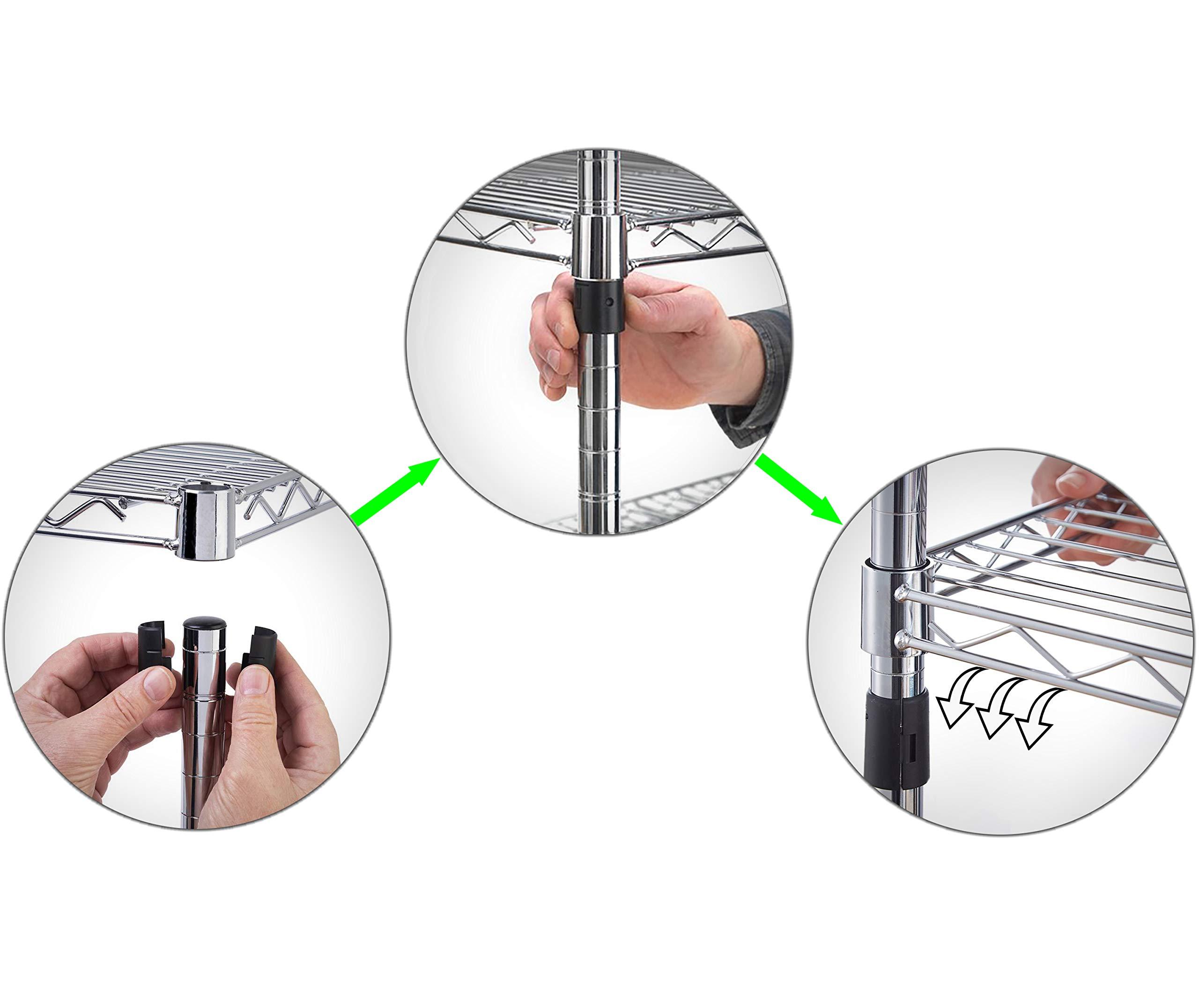 Regal Altair Regal Altair 14" Deep x 24" Wide x 92" High 4 Tier Chrome Wire Shelving Kit with 5" Wheels | NSF Commercial Storage Rack Unit