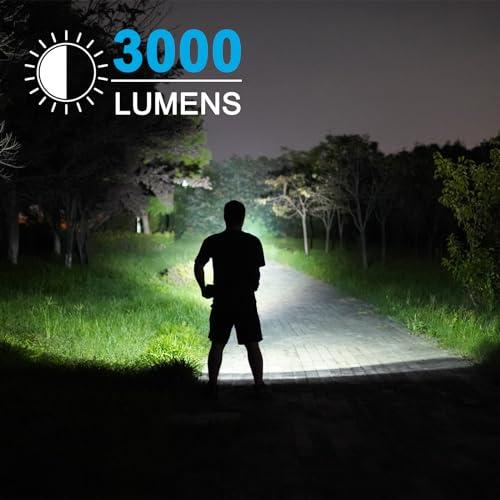 GOODSMANN GOODSMANN Rechargeable Spotlight Waterproof LED Flashlight 3000 Lumen Submersible Searchlight with USB Adapter Car Charger 9924-H101-01