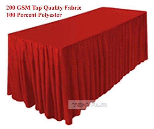 Tektrum TEKTRUM 6' FT LONG FITTED TABLE SKIRT COVER FOR TRADE SHOW - THICK/HEAVY DUTY/DURABLE FABRIC (Red)