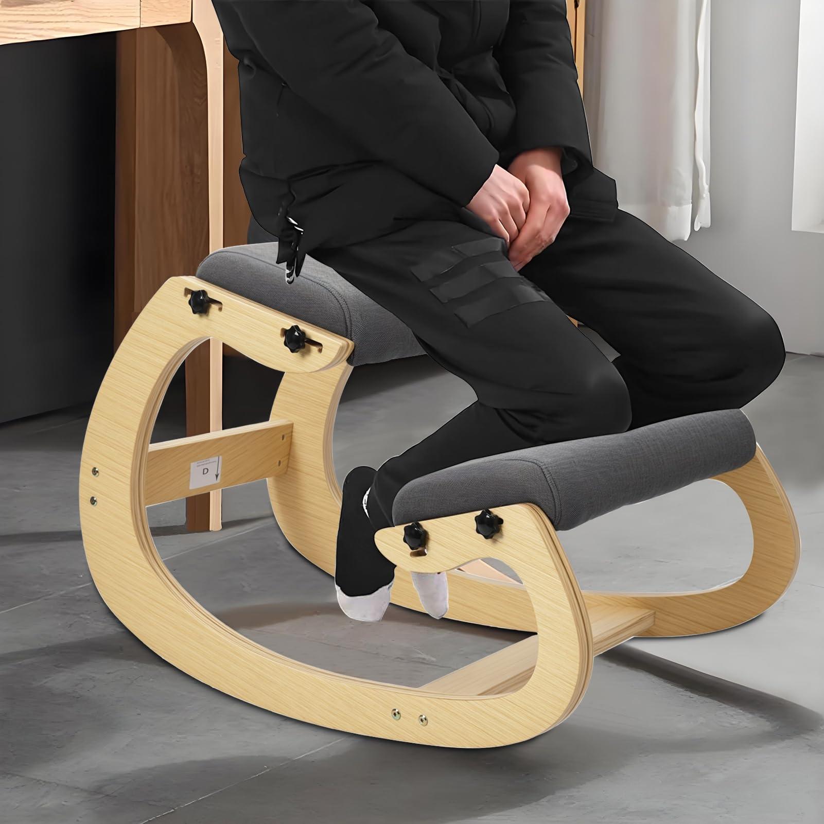 cdar Ergonomic Kneeling Chair, Rocking Office Chair Adjustable Stool Knee Chair Office Sitting Posture Correction Chair Student Studying Upright Posture Chair for Home Office Neck or Back Pain (258lbs) 1