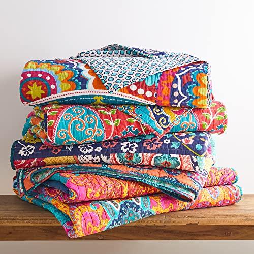 Levtex Home Levtex Home - Jules Quilt Set - Twin/Twin XL Quilt (68x86in.) + One Standard Pillow Sham (26x20in.) - Bohemian - Teal, Orange, Yellow, Green, Blue, Red, Black - Reversible - Cotton Fabric