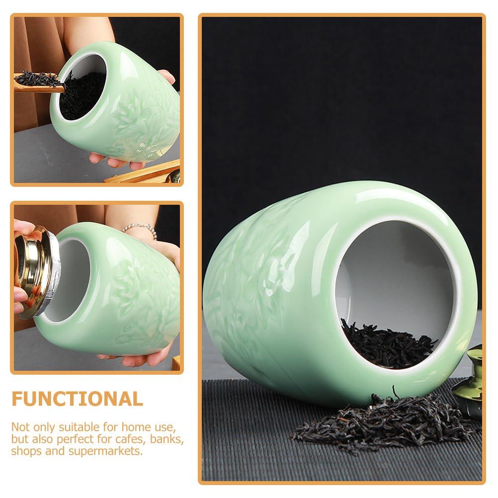 DECHOUS DECHOUS Ceramic Tea Canister Small 24oz Loose Leaf Tea Storage Container Porcelain Tea Canister with Lid for Loose Tea Sealed Ceramic Jar for Home Kitchen Office Tea Coffee Sugar