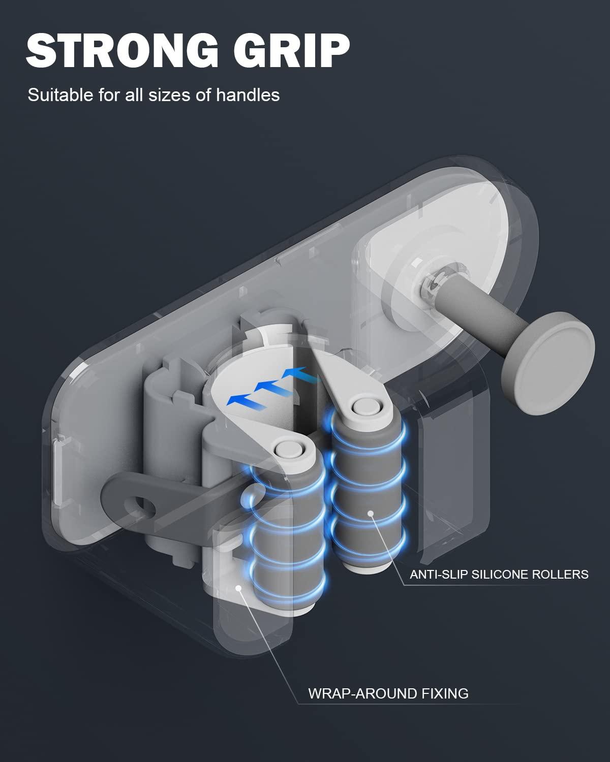 BEZOX BEZOX Mop Holder with Hook - Drill Free Wall Mount Broom Gripper, Cleaning Supplies Organizer Utility Holder - 1PCS