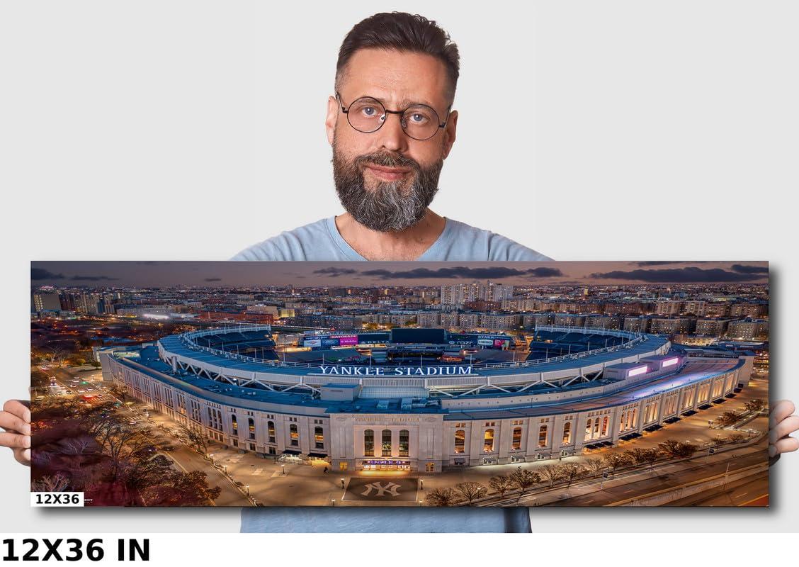 Generic Yankees Baseball Stadium Photo Print - Bronx NYC Pinstripes Fall Afternoon Aerial Photography- New York Sports Stadium Travel Canvas for Home Room Wall Decor