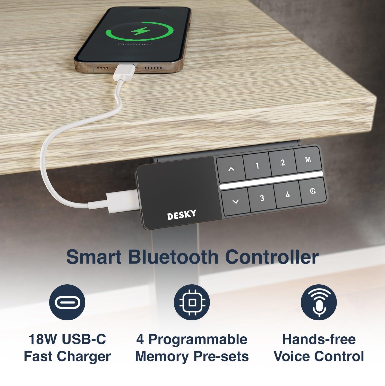 Desky Desky Dual Mini Sit Stand Desk - 32x20'' Electric, Small Standing Desk - Dual Motor, 3 Stage Small Adjustable Desk with 4 Presets - Standup Desk for Home Office - Whole-Piece Top in Black