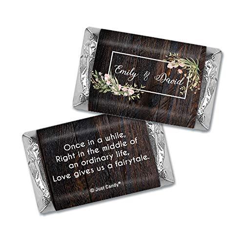 Just Candy Wedding Favors for Guests, Chocolate Personalized Miniatures Candy, Bridal Shower Favors for Guests, Hotel Welcome Kit, Rustic Wedding Candy (75 Pack)