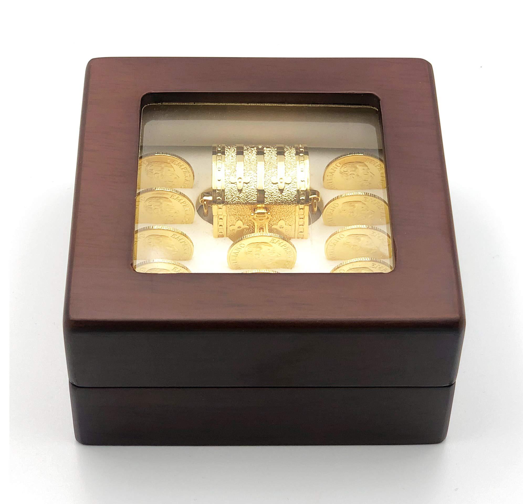 Glam Wedding Wedding Accessories Arras para Boda - Unity Coins Set Arras Matrimoniales Handmade Decorative Classic Coins, Chest And Box (San Benito)