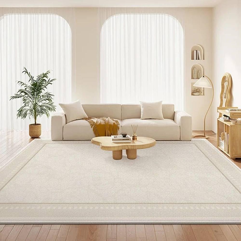 PIZZZENO Minimalist Cream Style Large Area Living Room Carpets Creative Line Rugs Beige Carpet Cloakroom Decorative Rug Balcony Carpet,AD1313,QD,160x230cm
