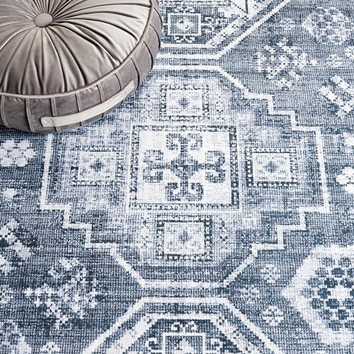 Safavieh SAFAVIEH Arizona Collection Round Rug - 6' Round, Grey Green & Ivory, Traditional Design, Washable & Slip Resistant, Ideal for High Traffic Areas in Living Room, Bedroom & Dining Room (ARZ108F-6R)
