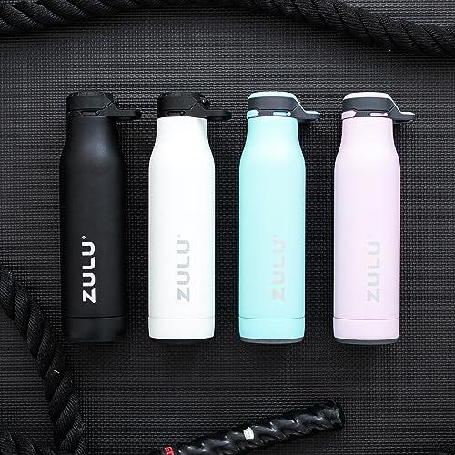 ZULU Zulu Ace 24oz Vacuum Insulated Stainless Steel Water Bottle with Chug Spout | Leak-Proof Locking Lid and Removable Base |Reusable Bottle for Cycling Sports Gym Travel Bicycle Bottle Cage | Black