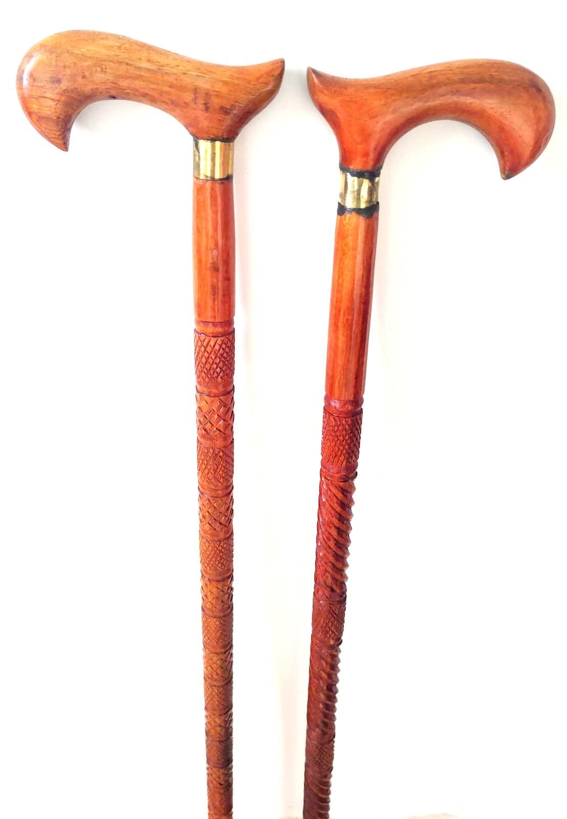 HomeLoft Basics 2 Piece Premium Wooden Walking Cane | Victorian Deluxe Walking Stick | Beautiful Wood Head | Walking Cane