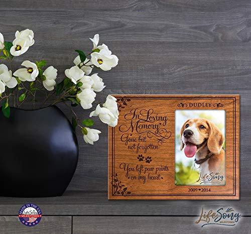 LifeSong Milestones LifeSong Milestones Personalized Pet Memorial Gift, Sympathy Photo Frame, in Loving Memory Gone But Not Forgotten You Left Paw Prints On My Heart Custom Frame USA Made Holds 4x6 Photo