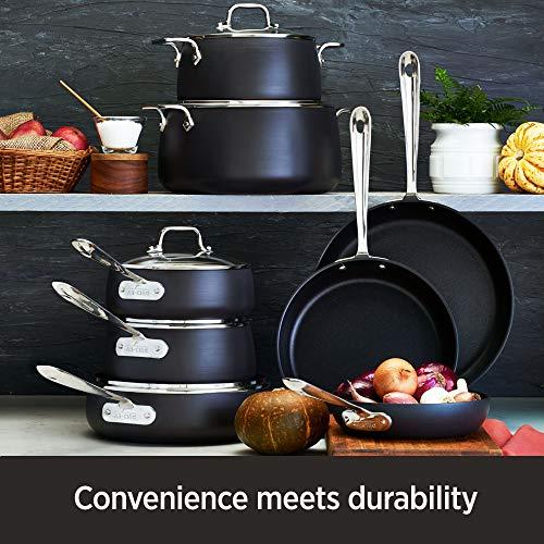 All-Clad All-Clad HA1 Hard Anodized Nonstick Saute Pan with Lid and Fry Pan Set 4 Quart, 10 Inch Induction Oven Broiler Safe 500F Pots and Pans, Cookware Black