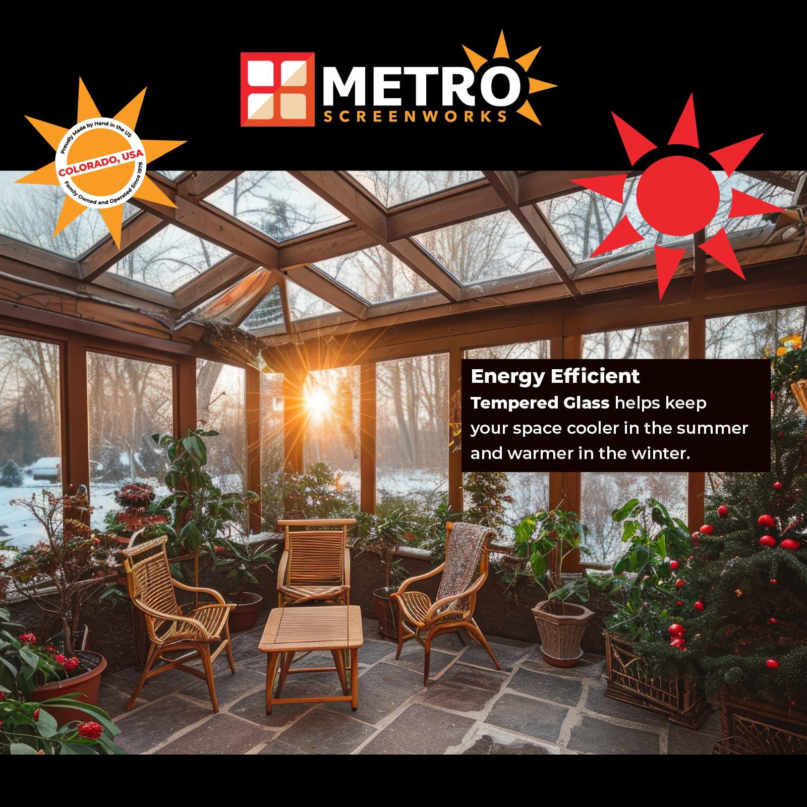 Metro Screenworks Metro Screenworks Framed Tempered Glass Panel for Porch & Patio Panels, Outdoor Enclosures, (32-3/4\" x 34-1/2\", Almond) Enclose Your Porch with Tempered Glass Panels - Glass Panel Replacement