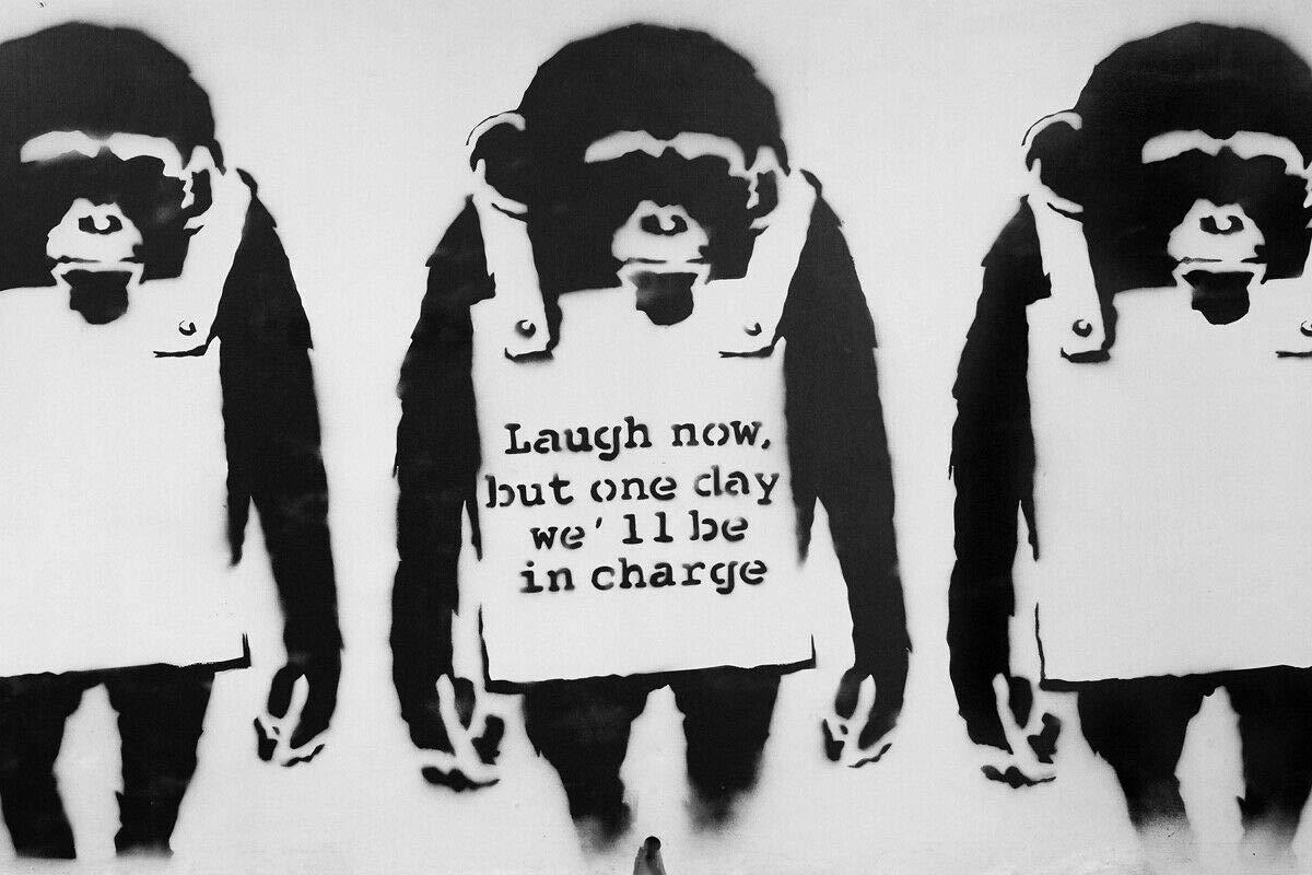Art Canvas Mart Banksy Laugh Now - Canvas OR Print Wall Art