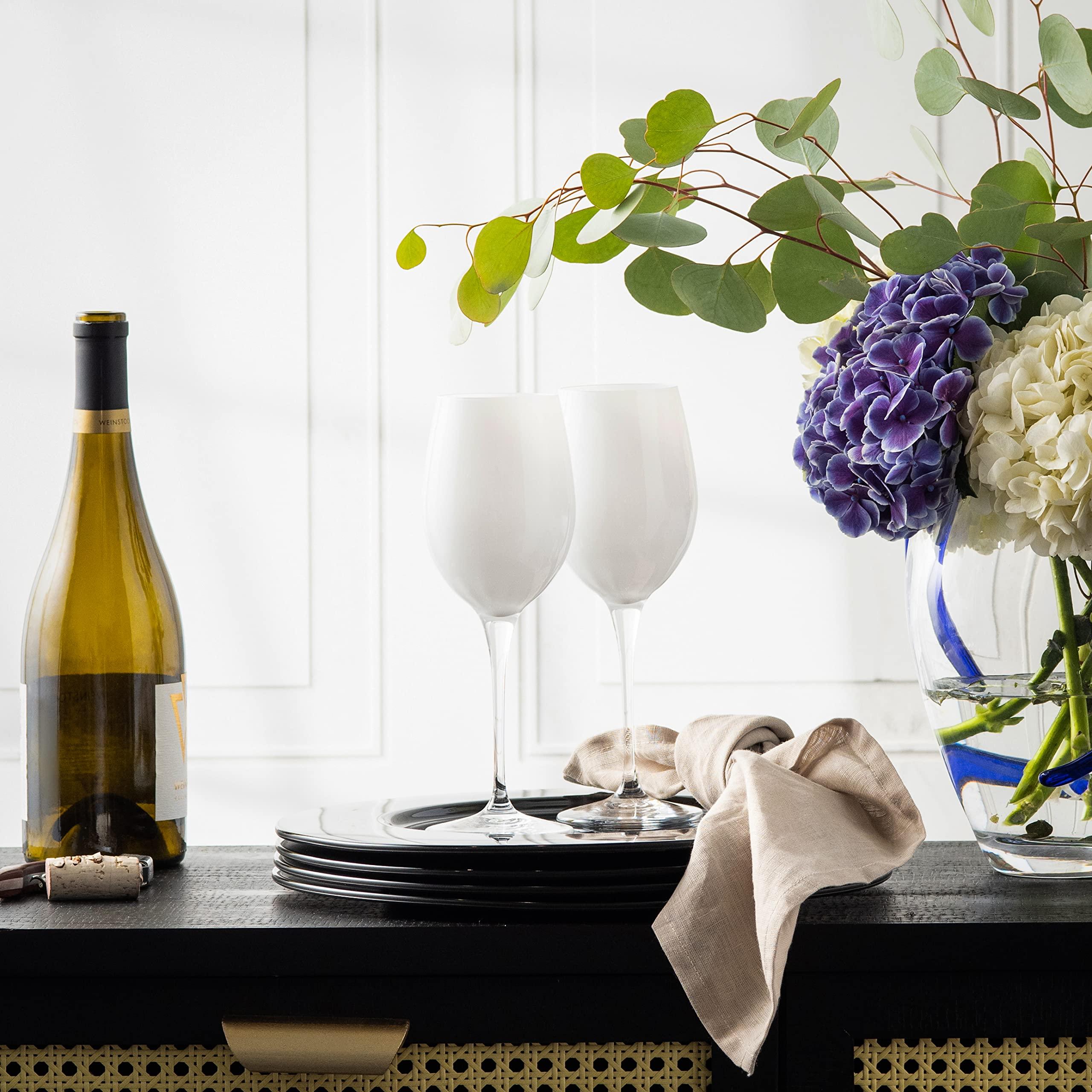 Barski Barski Goblet - White Wine Glass - Crystal Glass - Water Glass - Opal White - Stemmed Glasses - Set of 6 Goblets - 14 oz Made in Europe