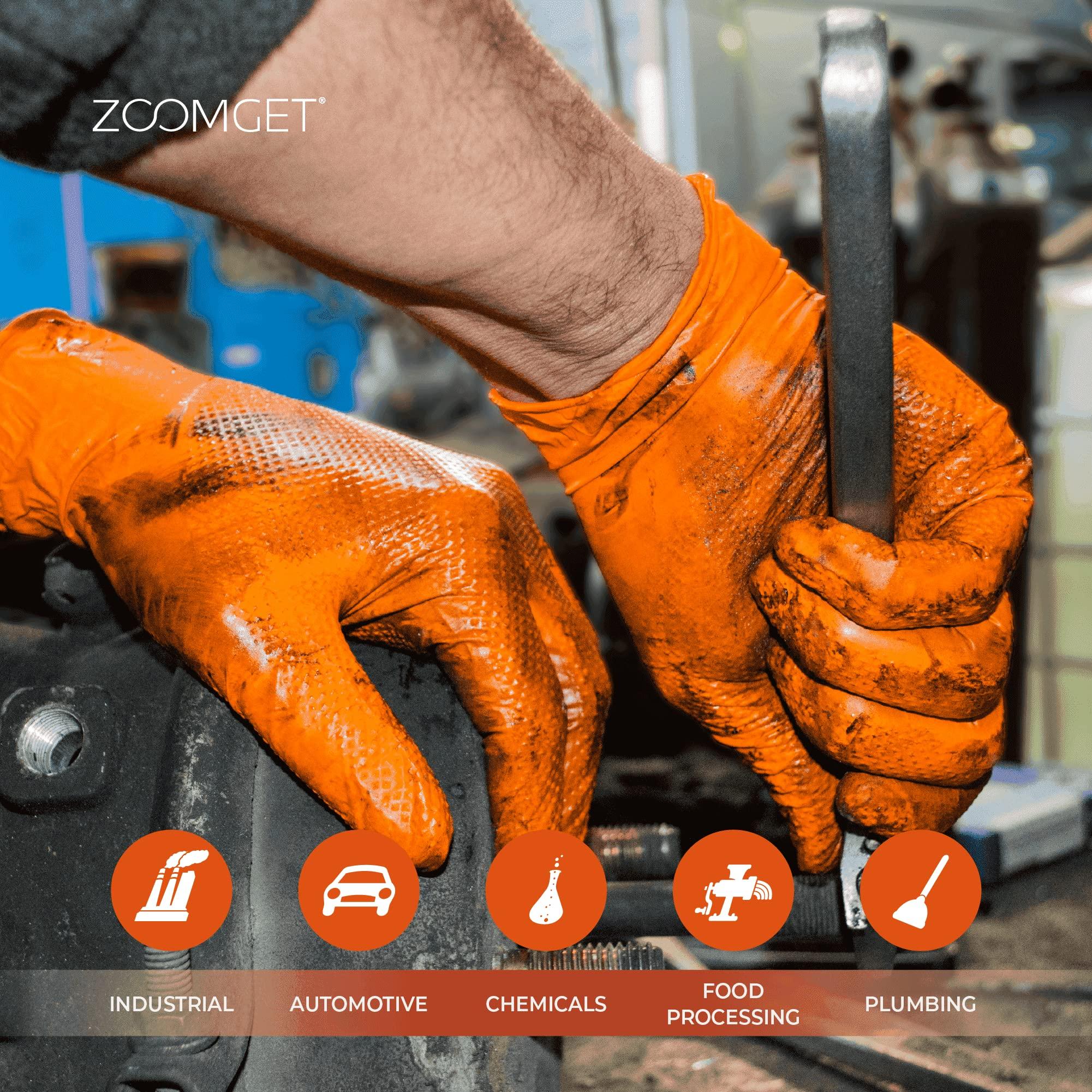 GLOVEWORKS GLOVEWORKS HD Orange Nitrile Industrial Disposable Gloves, 8 Mil, Latex-Free, Raised Diamond Texture, XX-Large, 2 Boxes of 100