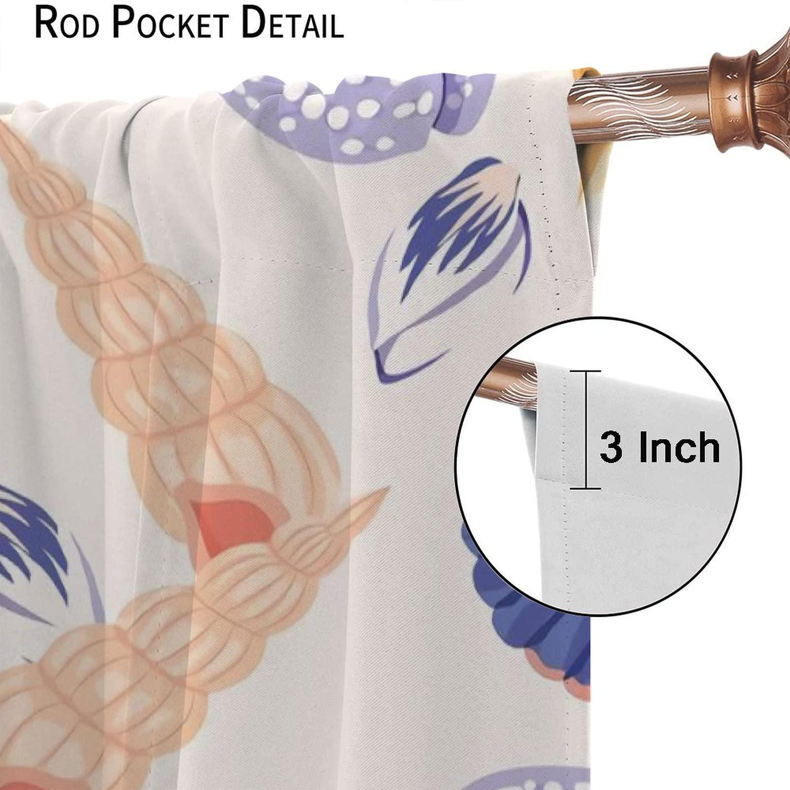 gaoyaqing Beach Curtain, Tropical Ocean Shell Starfish Conch Cool Natural Scenery Curtain in Summer,View Bedroom Curtain 42x54in