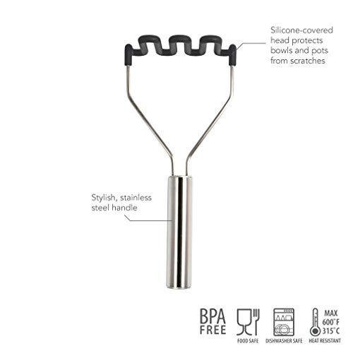 Tovolo Tovolo Silicone Potato, Stainless Steel Handle & Core, Food Mashers Kitchen Utensil, Vegetable Ricer & Avocado Blender, Scratch Heat-Resistant, Charcoal