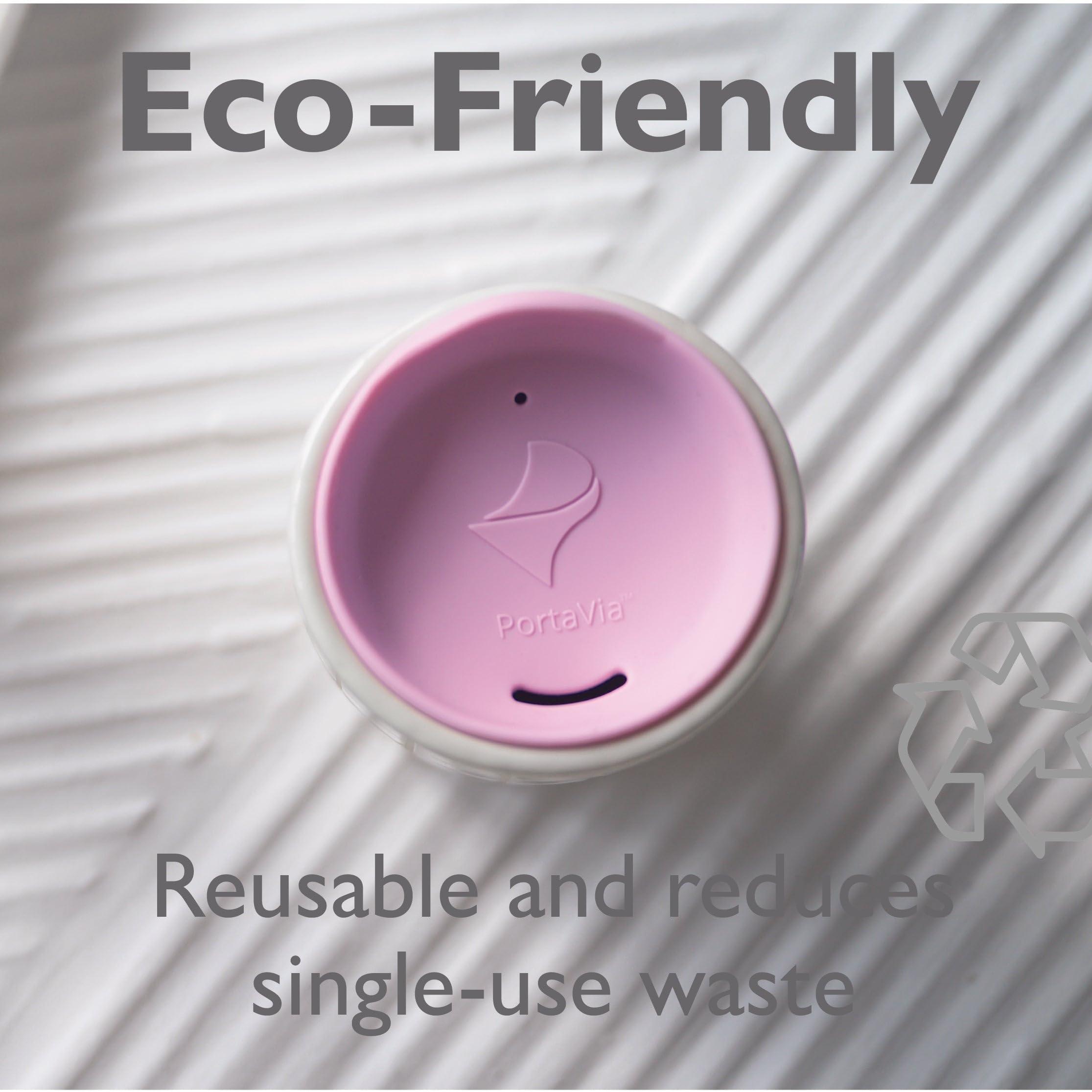 Porta Via Porta Via Reusable Coffee Cup Silicone Lid Fits Most Tumbler, Water Bottle, & Ceramic Coffee Mug Between 2.6\" - 3\" Dishwasher-Safe Ceramic Travel Mug Lid Keeps Hot Cups Hot (Small - Purple)