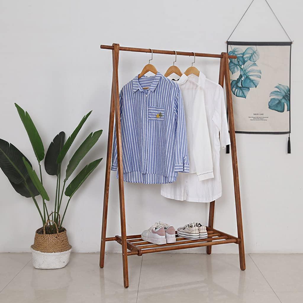 PSAKGHG Coat Rack Coat Stand Clothes Rack with 1-Tier Storage Shelf for Shoes and Baskets Solid Wood Floor Hanger Space-Saving Ideal for Bedroom, Entryway, Office and More