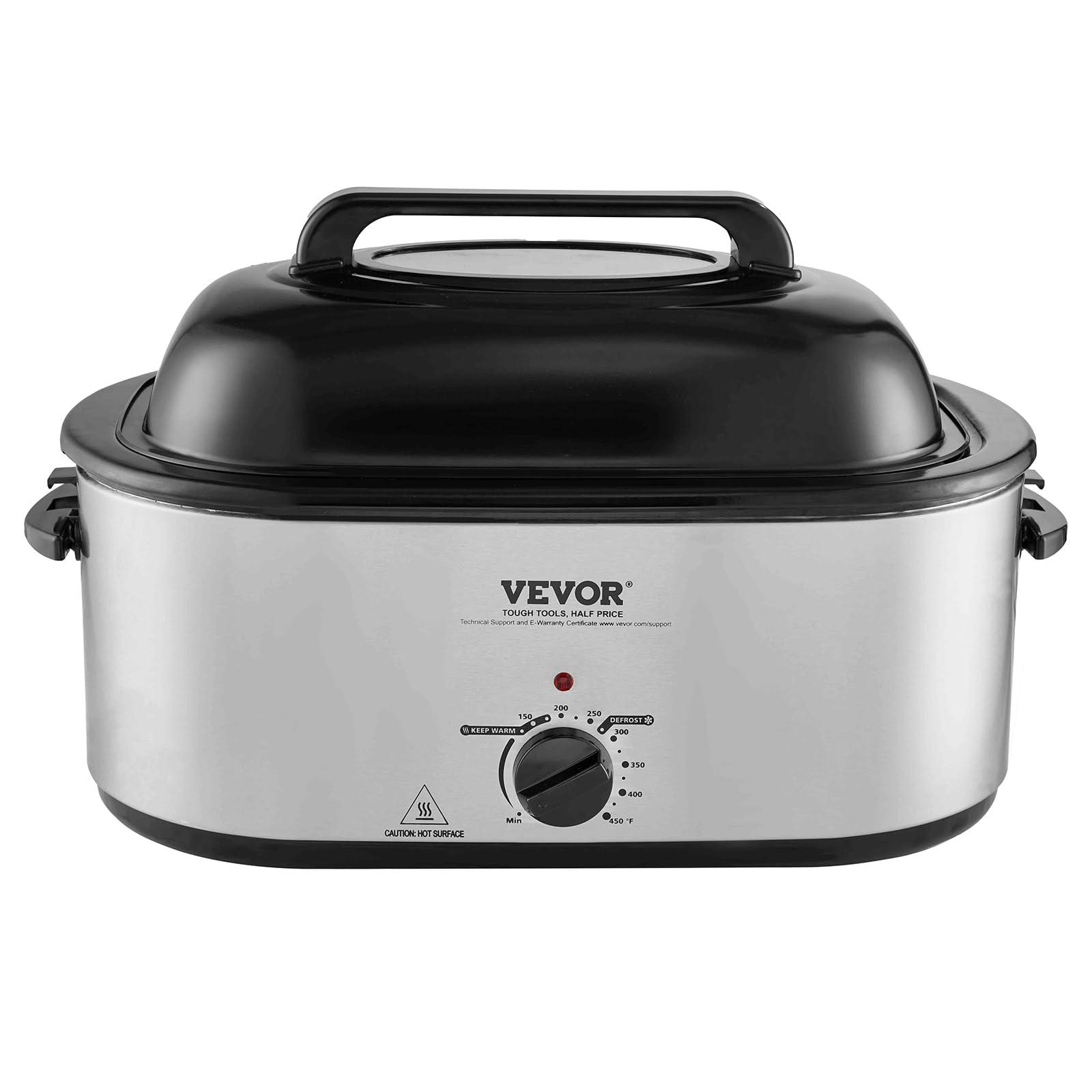 VEVOR VEVOR Electric Roaster Oven, 26 QT Turkey Roaster Oven with Self-Basting Lid, 1450W Roaster Oven with Defrost & Warm Function, Adjustable Temperature, Removable Pan & Rack, Fits Turkeys Up to 30LBS
