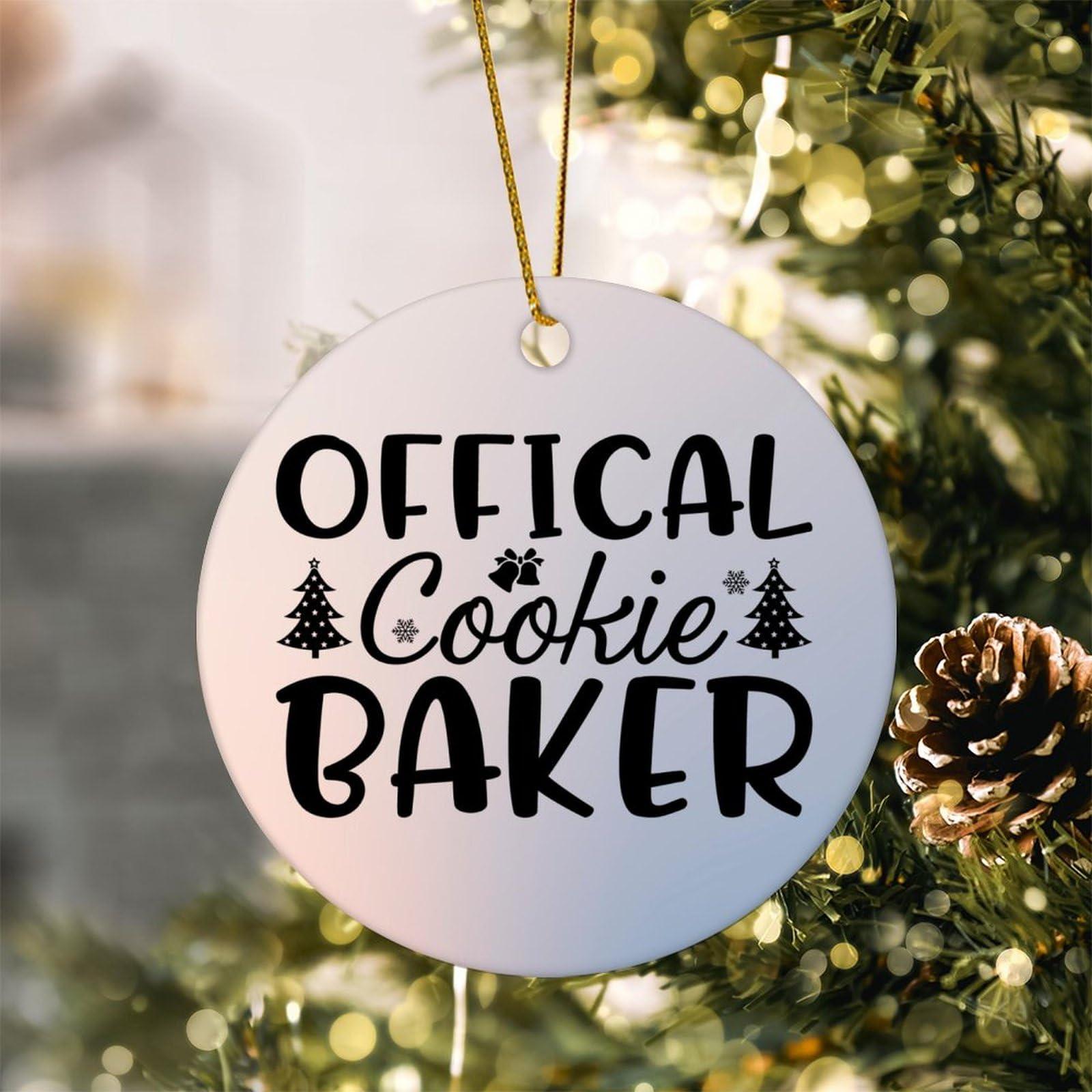 Evans1nism Evans1nism Christmas Porcelain Ornament Offical Cookie Baker Round Christmas Ornament Religious Saying Quotes Two Side Printed Winter Christmas Ornament Gifts for Mom Dad Parents Lover 3.2 Inch