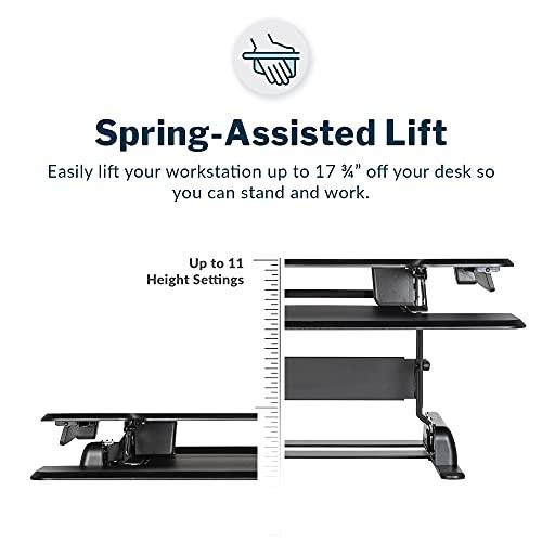 Vari Vari - VariDesk Essential 30 - Two-Tier Standing Desk Converter for Home Office - Adjustable Sit Stand Desk with 11 Height Settings - Standing Desk Riser for Monitor & Accessories - 30\" Wide, Black
